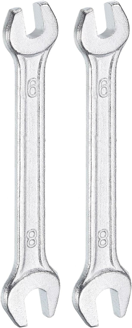 HARFINGTON 2pcs Double Open End Wrench 6mm x 8mm Metric 15 Degree Offset Angle by HARFINGTON