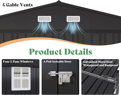 AMERLIFE 13.2x21x8.4 FT Outdoor Metal Garage Shed, Extra Large Storage Shed - Image 7