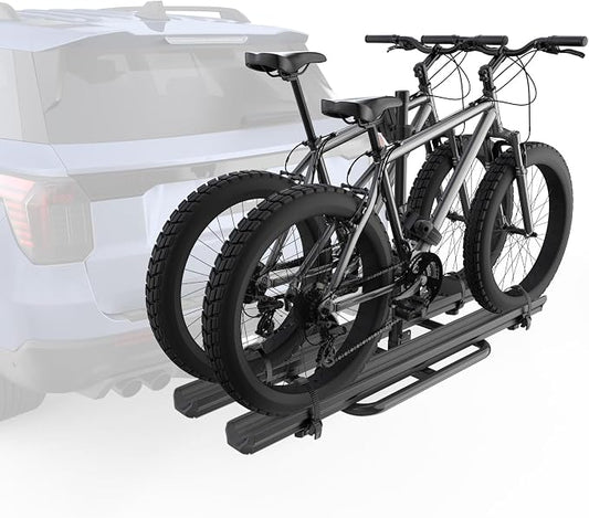Aluminum 2 EBikes Rack Foldable 2'' Hitch Mounted Carrier Racks w/Ramps Over by KUIPERAUTO