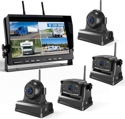 Magnetic Wireless Backup Camera: 10" HD 1080P DVR Monitor by ZEROXCLUB