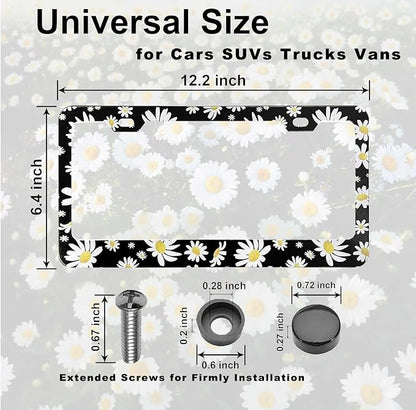 2 Pack Universal Daisy Floral License Plate Frame - Image 4