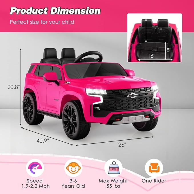 Costzon Ride on Car, 12V Licensed Chevrolet Tahoe Battery Powered Electric - Image 7