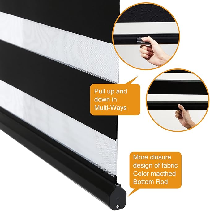 Persilux Cordless Zebra Blinds for Windows Free-Stop Roller Window Shades Dual - Image 3