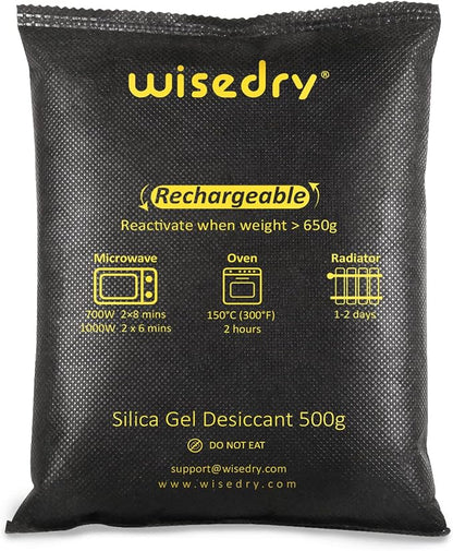 wisedry 4 x 500 Grams Rechargeable Silica Gel Car Dehumidifier, Microwave Fast by wisedry