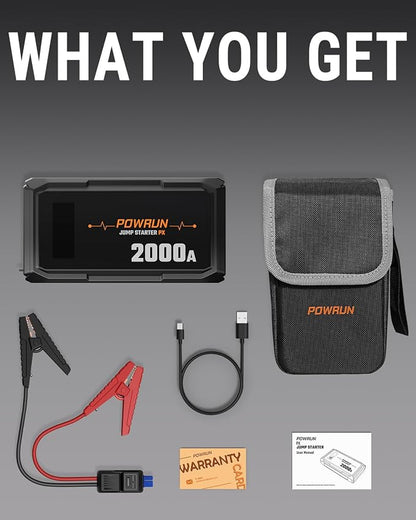 Powrun P-X Jump Starter, 2000A Portable Jump Box - Image 7