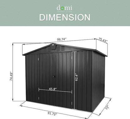 Domi Outdoor Storage Shed 8.2' x 6.2', Metal Steel Utility Tool Shed Storage - Image 6