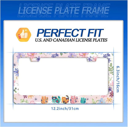 Cat and Flowers License Plate Frame Beautiful Floral Animals License Plate - Image 7