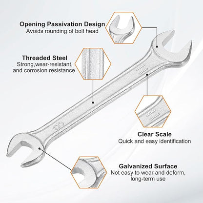 HARFINGTON 5pcs Double Open End Wrench 9mm x 11mm Metric 15 Degree Offset Angle - Image 4