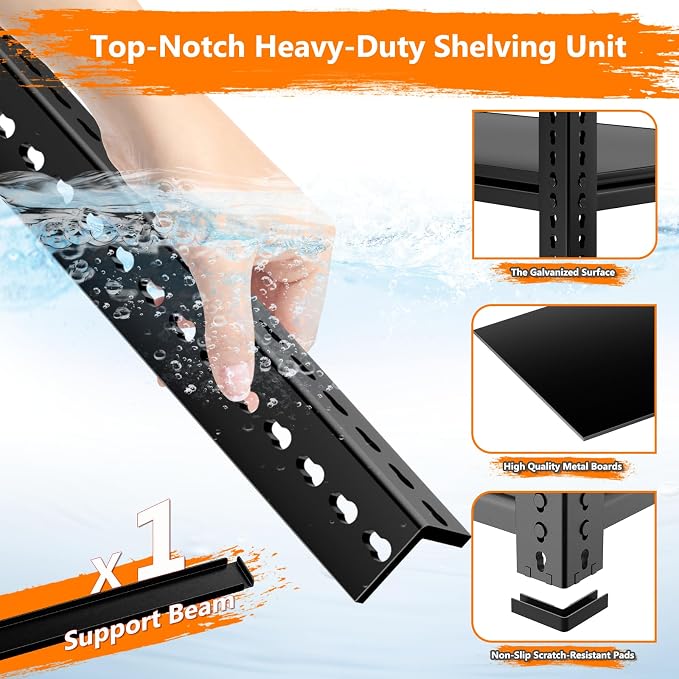 Storage Shelves Heavy Duty 3 PCS, 5-tier Adjustable Metal Industrial Utility - Image 5