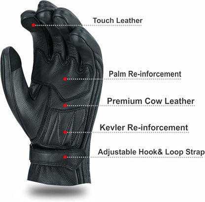 Full Finger Leather Motorcycle Gloves - Image 8