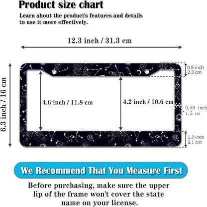 License Plate Frames Black and White License Plate Holder Galaxy Moon and Stars - Image 2