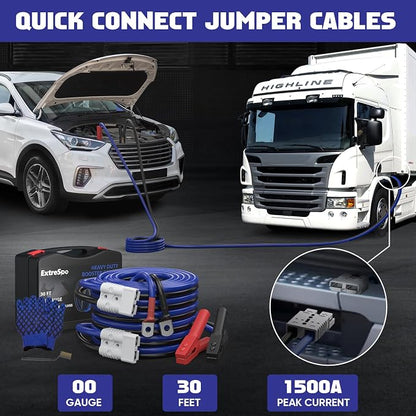 2/0 Gauge 30 FT Heavy Duty Jumper Cables, 1500Amp Quick Connect Booster Cables - Image 5