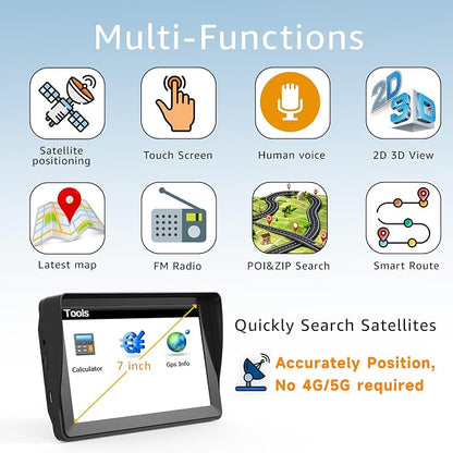 7-Inch GPS Navigator for Car Truck RV, 2025 Offline Maps - Image 2