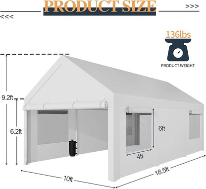 Shintenchi Carport 10' x 20' Heavy Duty Portable Garage, Car Port Canopy - Image 3