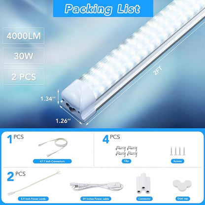 2 Pack 2FT T8 LED Shop Lights, 30W Integrated Tube Light, 4800LM 6000-6500K - Image 5