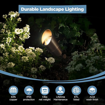 Gardencoin Solid Brass Outdoor Landscape Spotlights, 12V Heavy Duty LED Low - Image 2