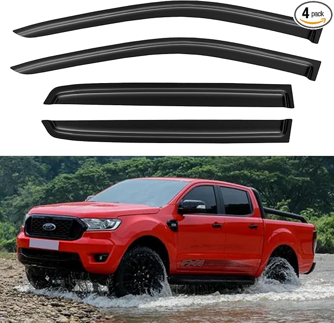 Window Visors Rain Guards for 2019 2020 2021 2022 2023 Ford Ranger Supercrew by YQAUTEC
