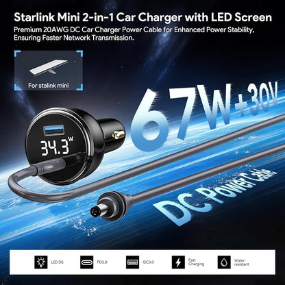 QUIDDITY Starlink Mini Car Adapter DC Power Cable + Cigarette Lighter Adapter - Image 2