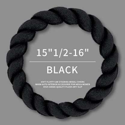 Luxury Fluffy Winter Car Steering Wheel Cover - Image 3