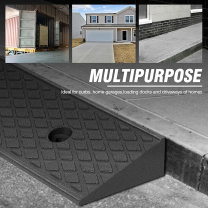 DNA MOTORING 2pcs 2" Rise Rubber Curb Ramp Heavy Duty Loading Driveway Ramp - Image 7