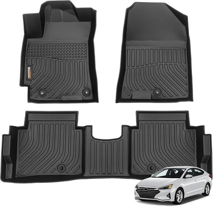 Binmotor- Floor Mats for Hyundai Elantra 2017-2020, Front & 2nd Row, TPE All by VisittheBinmotor