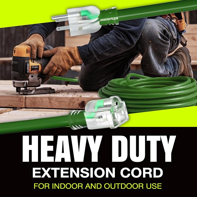 3ft Outdoor/Indoor Extension Cord 12/3 Gauge Extra Heavy Duty 3 Prong SJTW - Image 7