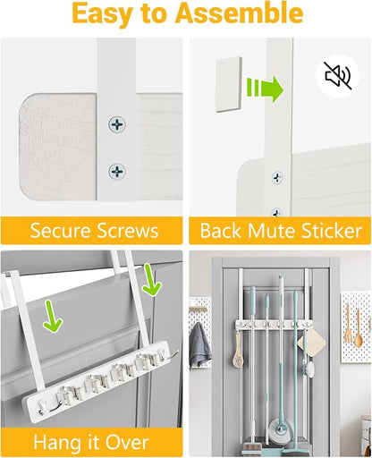 Lorbro Broom Holder Door Mount, Over the Door Broom and Mop Holder - Image 8