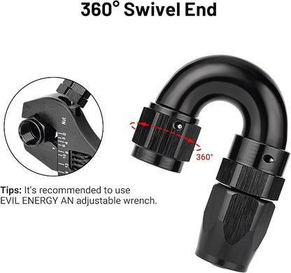 EVIL ENERGY 6AN 180 Degree One Piece Full Flow Hose End Fitting Swivel - Image 4
