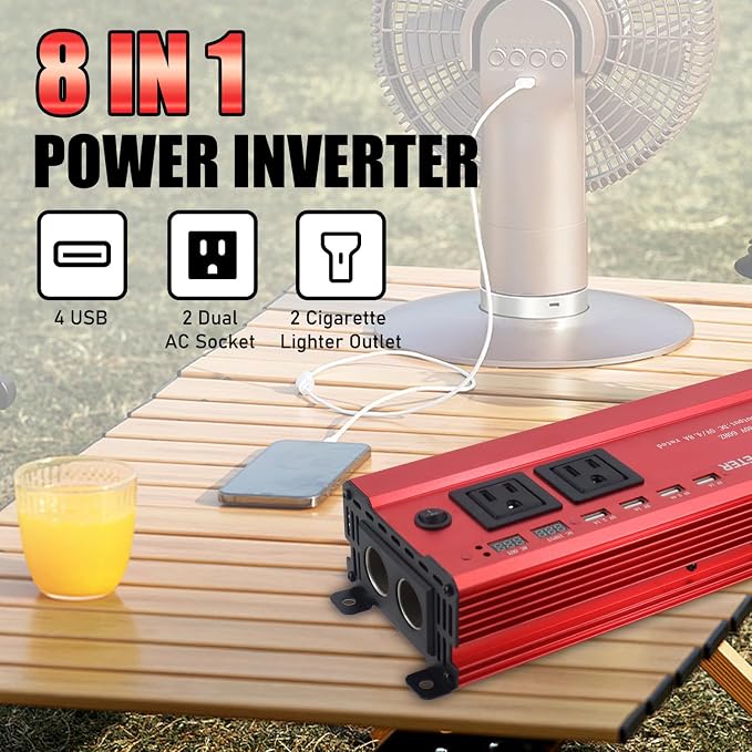HITRENDS 900W Inverter for Car Power Inverters, 12V DC to 110V AC Converter - Image 5