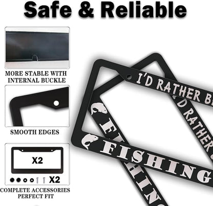Automotive Exterior Accessories Black and White License Plate Frames I'd Rather - Image 4