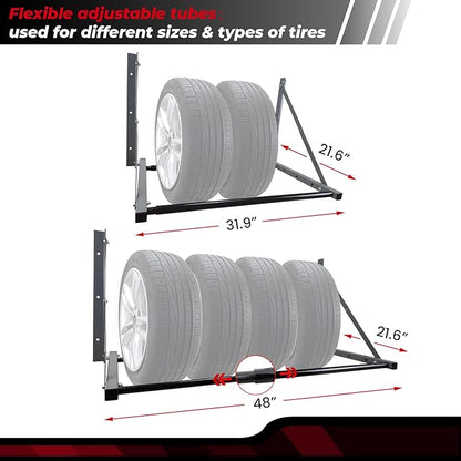 Tire Storage Rack for Garage, Folding Tire Rack Wall Mount - Image 3