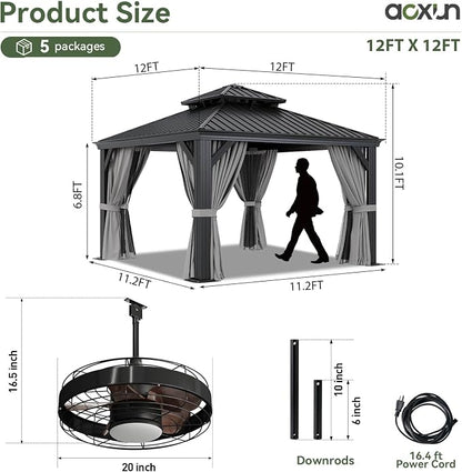 Aoxun 12' X 12' Hardtop Gazebo - Image 3