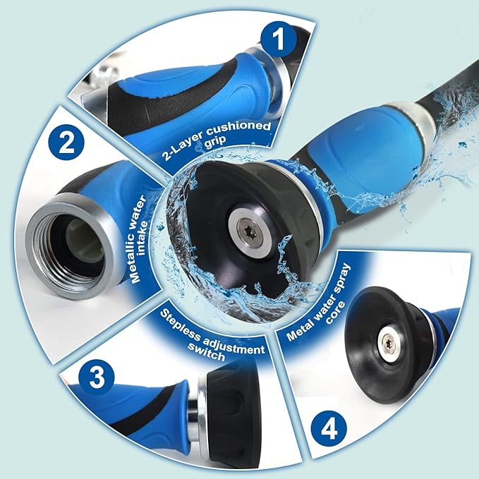 Metal Garden Hose 50 Ft With Hose Nozzle, Flexible Stainless Steel Garden Hose - Image 5