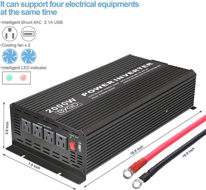 BYGD 2000W Power Inverter 12V DC to 110V AC Inverter Converter - Image 5