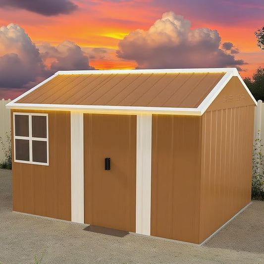 10 x 8 FT Outdoor Storage Shed, Metal Garden Tool Shed by Unknown
