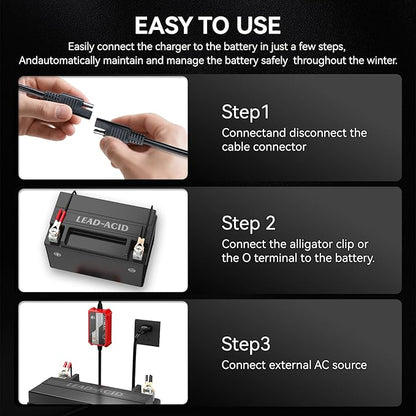 FOVAL Fully Automatic Trickle Charger, 1000mA 12V Smart car Battery Charger - Image 6