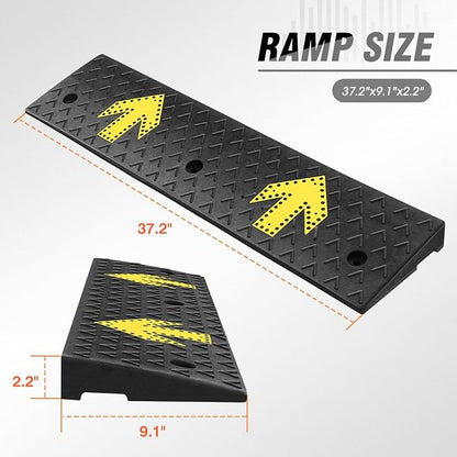 DNA MOTORING 2pcs 2.2" Rise Rubber Arrow Curb Ramp Heavy Duty Loading Driveway - Image 2