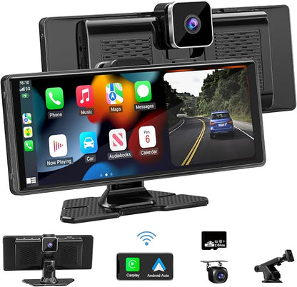 Carplay Screen for Car, 10.26" HD IPS Wireless Portable car Stereo for Apple by Accfly