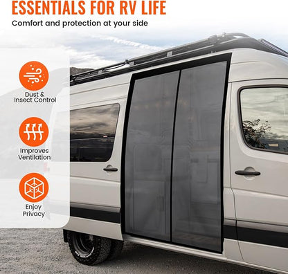 71''H x 59''W Van Bug Screen Side Door Sliding Door Window Covers - Image 3