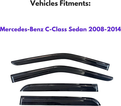 KPY Window Visor Rain Guard for 2008-2014 Mercedes-Benz C-Class Sedan, Tape-On - Image 2