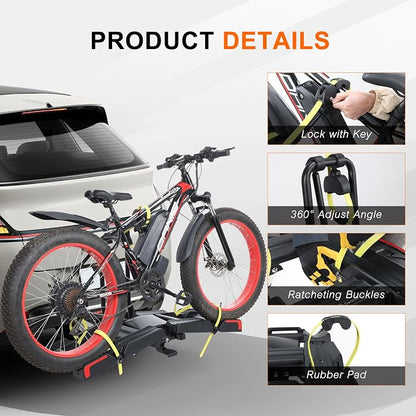 2 E-Bike Foldable Hitch Mount Bike Rack - Image 2