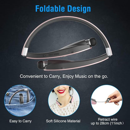 AMORNO Foldable Bluetooth Headphones Wireless Neckband Headset - Image 4