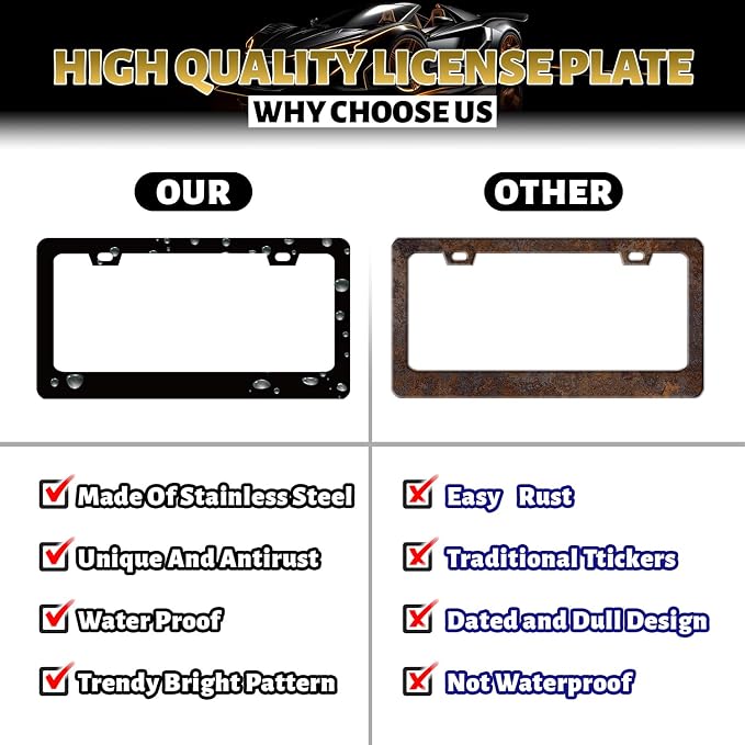 Pink Flowers License Plate Frame Colorful Floral Flower License Plate Stainless - Image 4