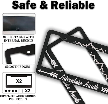 License Plate Frames Black and White Custom License Plate Frame Adventure - Image 4