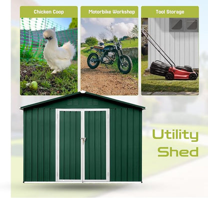 8' x 6' Outdoor Storage Shed, Sturdy Metal Building w/Lockable Doors - Image 6