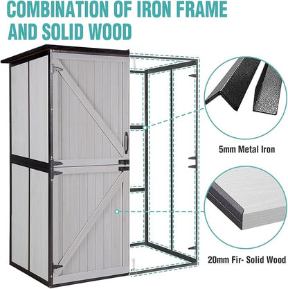 Outdoor Storage Cabinet with Adjustable Shelves, Large Metal Frame Garden Shed - Image 2