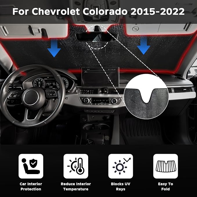 Windshield Sun Shade for Chevrolet Chevy Colorado 2015-2022 - Image 2