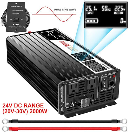 Xijia 2000W Pure Sine Wave dc to ac Inverter Remote Switch DC 24V to AC 120V - Image 2