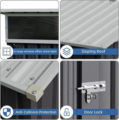 JYQAQA 5x3 FT Outdoor Garden Storage Shed, Waterproof Metal Garden Sheds - Image 4