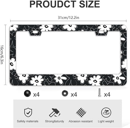 Black and White Flowers License Plate Frames - Image 4